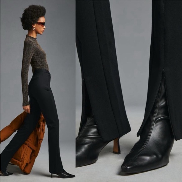 Anthropologie Maeve Ankle Zip Pants Black Size 10 Career Office - Picture 2 of 11